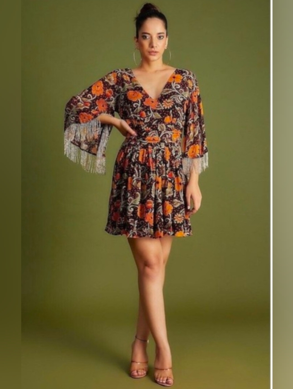 Anthropologie Verb by Pallavi Singhee Fringed Mini Dress size MP - Picture 10 of 13